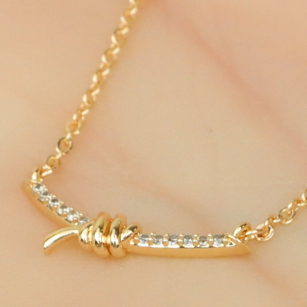 Dainty Rose Gold Knot Pendant Necklace, XPNL0222